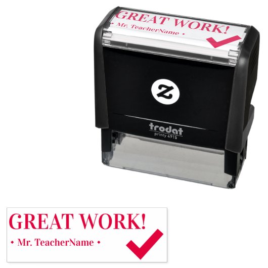 "GROOT WERK!" Instructeur Rubber Stamp Zelfinktende Stempel (In situ)