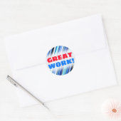 "GROOT WERK!" + Verschillende schaduwen van blauwe Ronde Sticker (Envelop)