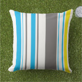 Groot werpkussen - strandhut strepen Blauwgroen Buitenkussen (Gras)