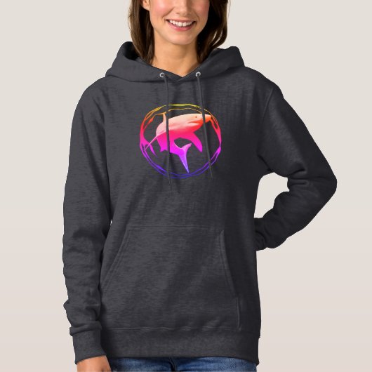 Groot wit haai grafisch ontwerp hoodie (Voorkant)