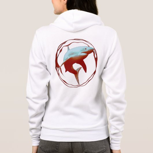 Groot wit haai grafisch ontwerp hoodie (Achterkant)