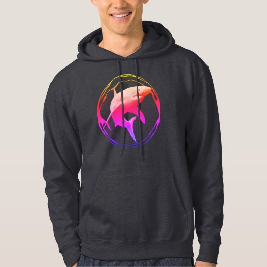 Groot wit haai grafisch ontwerp hoodie (Voorkant)