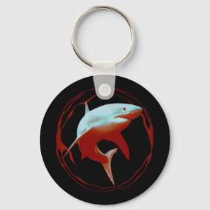 Groot wit haai grafisch ontwerp sleutelhanger
