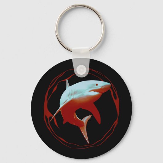 Groot wit haai grafisch ontwerp sleutelhanger (Voorkant)