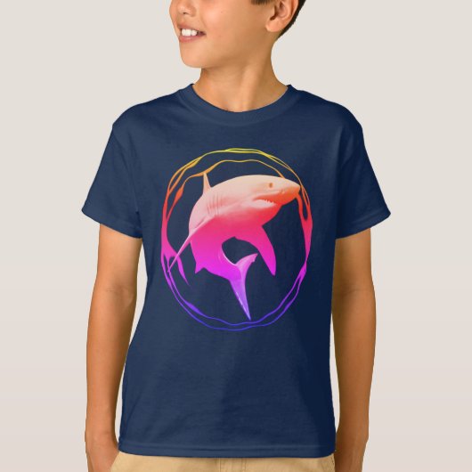 Groot wit haai grafisch ontwerp t-shirt (Voorkant)
