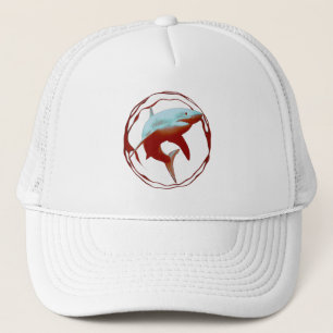 Groot wit haai grafisch ontwerp trucker pet