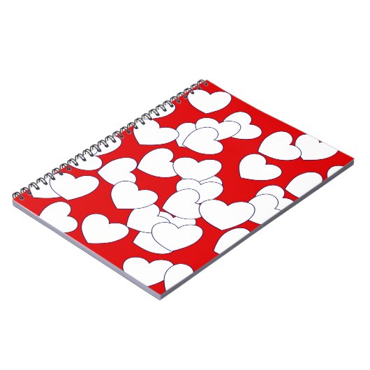 Groot wit hart op opvallend rood notitieboek (Linkerzijde)
