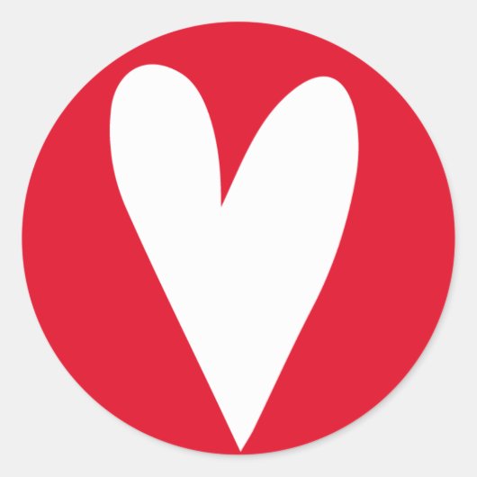 Groot wit hart - rode Valentijnsdag Ronde Sticker (Voorkant)