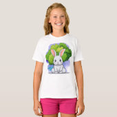 Groot wit konijn met boom t-shirt (Voorkant volledig)