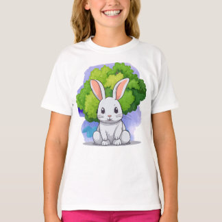 Groot wit konijn met boom t-shirt