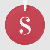 Groot wit monogram op rood ornament (achterkant)