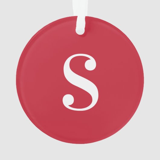 Groot wit monogram op rood ornament (achterkant)