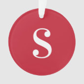 Groot wit monogram op rood ornament (voorkant)