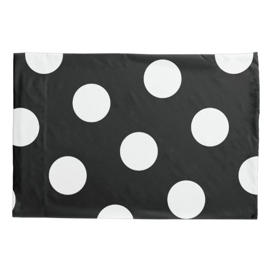 Groot wit puntpatroon - Aangepaste kleur zwart Kussensloop (Achterkant)