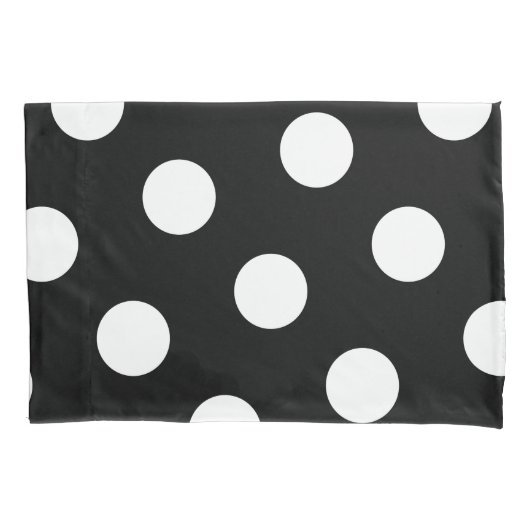 Groot wit puntpatroon - Aangepaste kleur zwart Kussensloop (Voorkant)