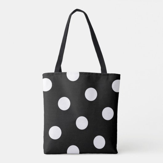Groot wit puntpatroon - Aangepaste kleur zwart Tote Bag (Achterkant)