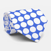 Groot wit Stip Patroon op Royal Blue Stropdas (Opgerold)