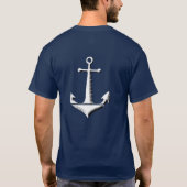 Groot Witte Anker op Donkerblauw T-shirt (Achterkant)