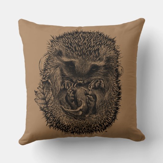 Groot worpkussen met slapende egel kussen (Achterkant)