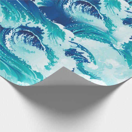 Groot zee- of oceaangolfontwerp cadeaupapier (Hoek)