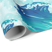 Groot zee- of oceaangolfontwerp cadeaupapier (Rol Hoek)