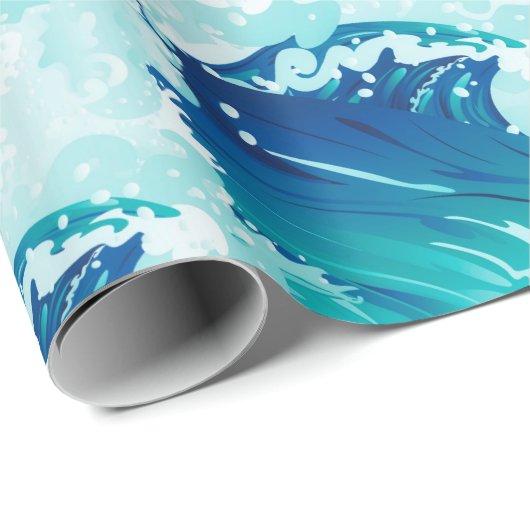 Groot zee- of oceaangolfontwerp cadeaupapier (Rol Hoek)