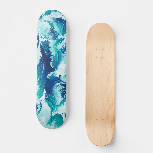Groot zee- of oceaangolfontwerp persoonlijk skateboard (Voorkant)