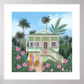 Groot zee-schuim groen strandhuis print (Voorkant)