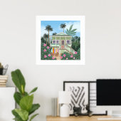 Groot zee-schuim groen strandhuis print (Thuiskantoor)