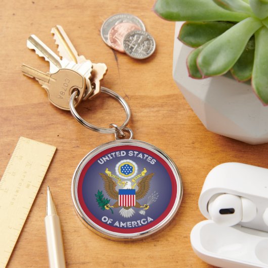Groot zegel van de Verenigde Staten Circle Shape Sleutelhanger (Bureau)