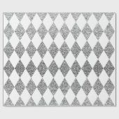 Groot zilver glitter Harlequin Wrapping Paper Cadeaupapier (Vlak)