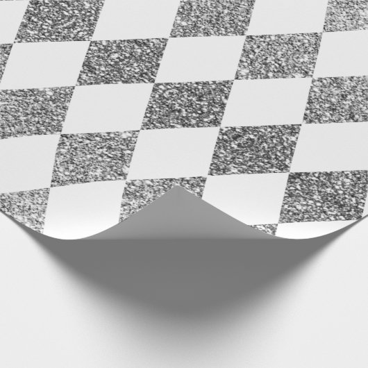 Groot zilver glitter Harlequin Wrapping Paper Cadeaupapier (Hoek)