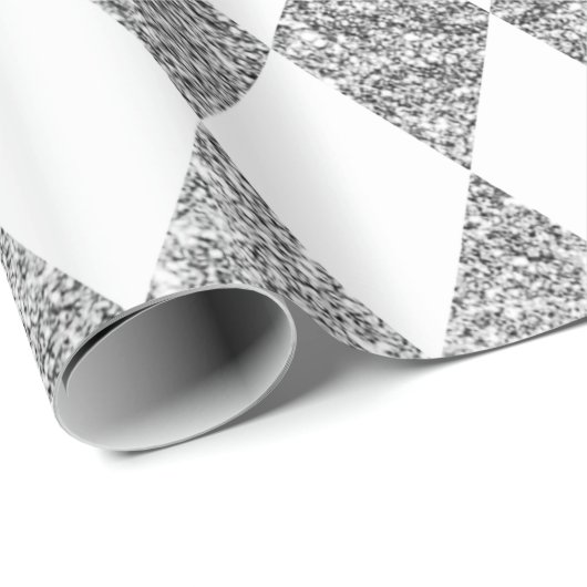 Groot zilver glitter Harlequin Wrapping Paper Cadeaupapier (Rol Hoek)