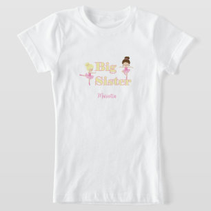 Groot zusje ballerina broer of zus gepersonaliseer t-shirt