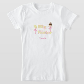 Groot zusje ballerina broer of zus gepersonaliseer t-shirt