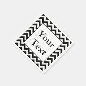 Groot zwart Chevron-ontwerp met aangepaste tekst Servet (Hoek)