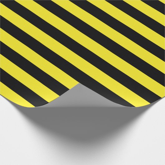 Groot zwart en geel stripes omslagpapier cadeaupapier (Hoek)