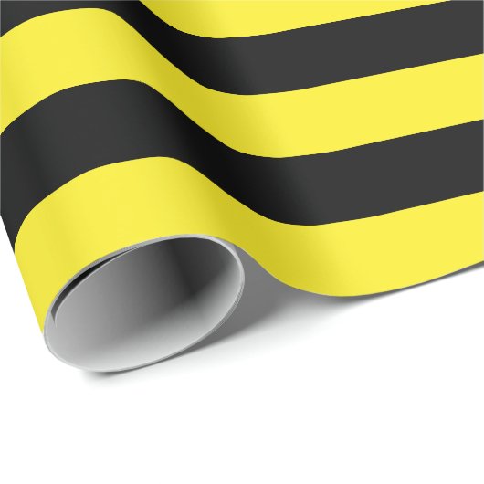 Groot zwart en geel stripes omslagpapier cadeaupapier (Rol Hoek)