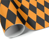 Groot zwart en Oranje Harlequin Wrapping Paper Cadeaupapier (Rol Hoek)