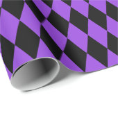 Groot zwart en Paars Harlequin Wrapping Paper Cadeaupapier (Rol Hoek)