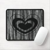 Groot zwart hart met grijze en zwarte achtergrond muismat (Met muis)