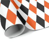 Groot zwart, helder Oranje en wit Harlequin Cadeaupapier (Rol Hoek)