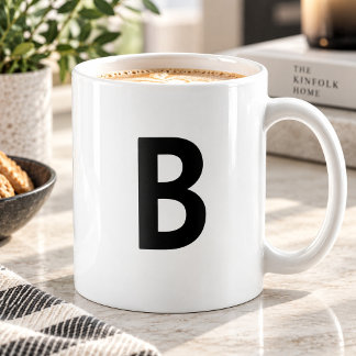 Groot zwart initiaal letter minimalistisch monogra koffiemok