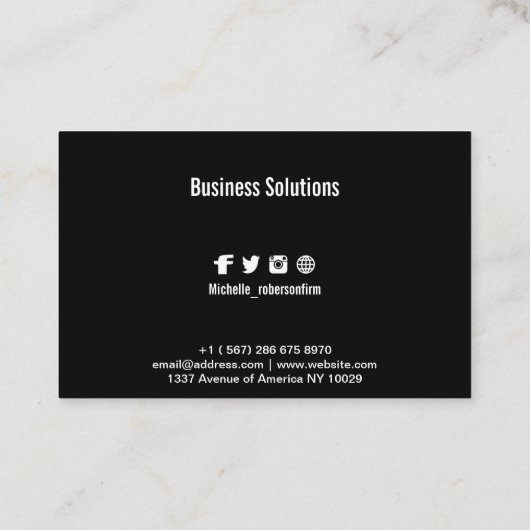 Groot zwart lettertype visitekaartje (Achterkant)