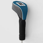 Groot zwart monogram met brede omtrek, oceaanblauw golfheadcover (Schuin)