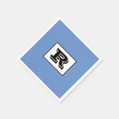 Groot zwart monogram, zwart, blauw servet (Hoek)