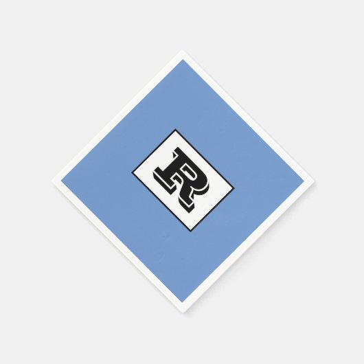 Groot zwart monogram, zwart, blauw servet (Hoek)