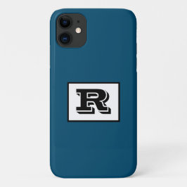 Groot zwart omlijnd monogram in Oceanblauw Case-Mate iPhone Case