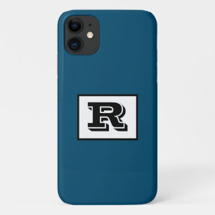 Groot zwart omlijnd monogram in Oceanblauw Case-Mate iPhone Case