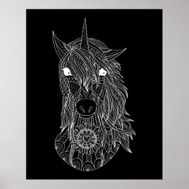 Groot zwart Poster voor Unicorn-kleuren